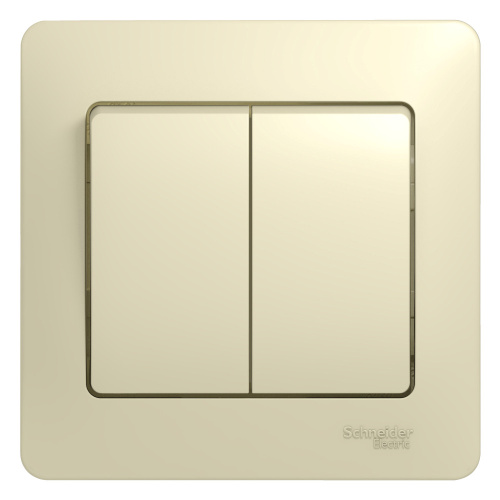 Выключатель 2-клавишный сх.5, 10АХ, в сборе, БЕЖЕВЫЙ GLOSSA