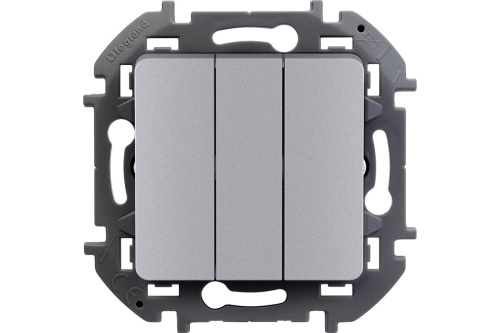 Выключатель трехклавишный - INSPIRIA - 20 AX - 250 В~ - алюминий