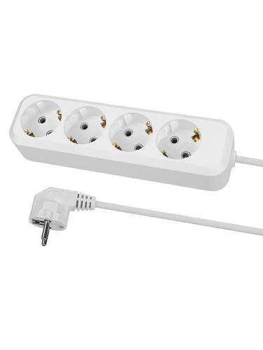Удлинитель 4 гнезда, 5 метров, с/з, 10 А, 2300 Вт, белый, НАРОДНЫЙ У1-42050 (Ун1 420-0001)