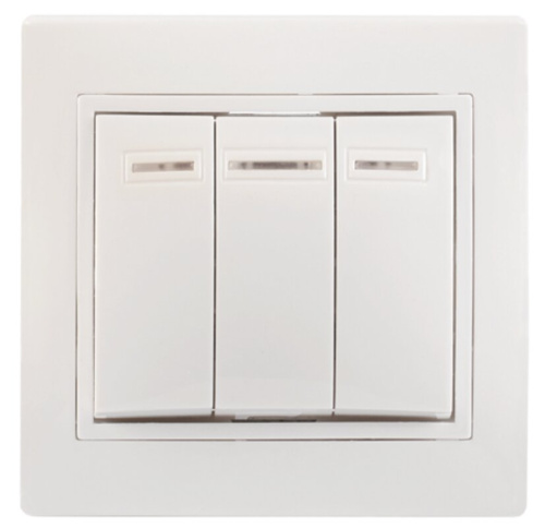 Выключатель 3кл 10А с индикатором КВАРТА (белый) ВС10-3-1-КБ