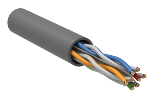 Витая пара U/UTP кат.6 4х2х23AWG solid PVC серый (305м) ITK