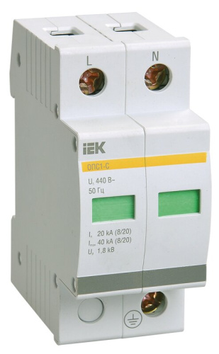 Ограничитель импульсного перенапряжения ОПС1-D 2P In=5кА Un=230В Im=10кА KARAT IEK