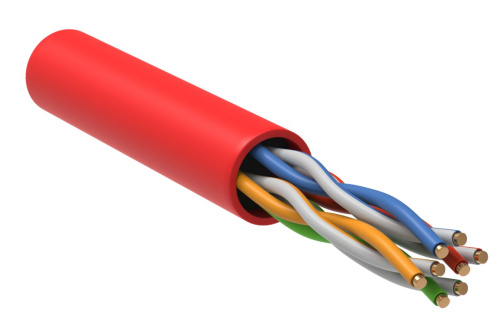 Витая пара U/UTP кат.5E 4х2х24AWG solid LSZH нг(А)-HF красный (305м) ITK