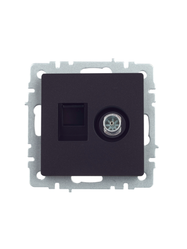 Розетка двойная TV+RJ45 кат.5E РТВ/РК12-БрЧ черный BRITE IEK