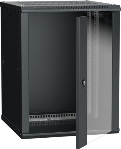 Шкаф LINEA W 18U 600х600мм дверь стекло черный RAL9005 ITK