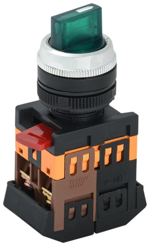 Переключатель АNСLR-22-3 на 3 фиксированных положения зеленый неон/240В I-O NO+NC GENERICA