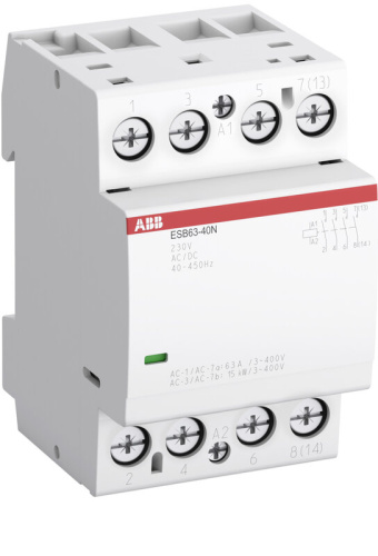 Контактор ESB63-40N-01 модульный (63А АС-1, 4НО), катушка 24В AC/DC ABB