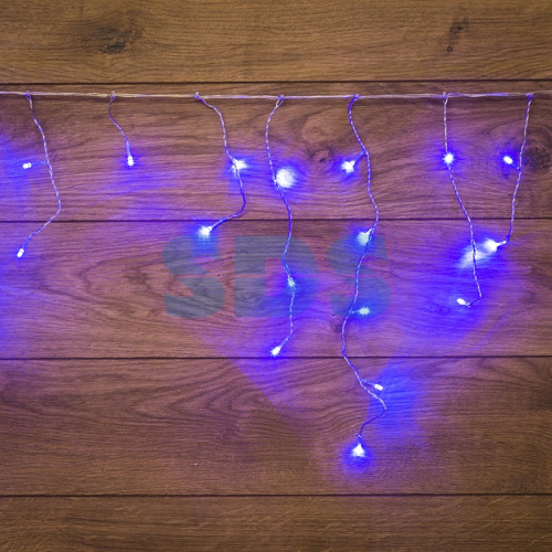 Гирлянда Бахрома (Айсикл), 1,8х0,5м, 48 LED СИНИЕ, прозрачный ПВХ, IP20, свечение с динамикой, 230В,