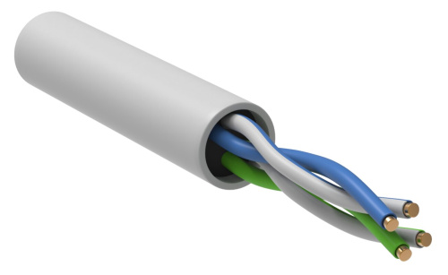 Витая пара U/UTP кат.5E 2х2х24AWG solid PVCLS нг(А)-LSLTx белый (500м) ITK