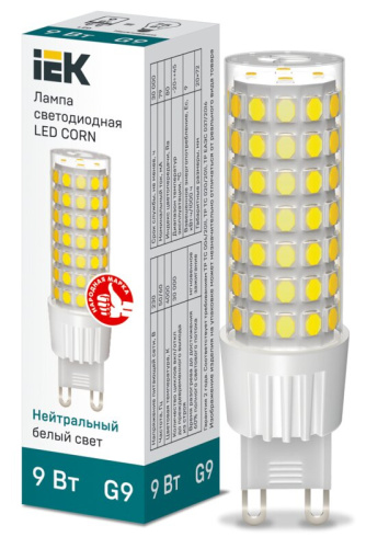Лампа светодиодная CORN капсула 9Вт 230В 4000К керамика G9 IEK