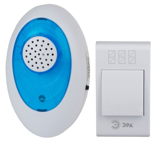 Звонок дверной ЭРА A01 беспроводной аналоговый белый с синим 32 мелодии в пакете