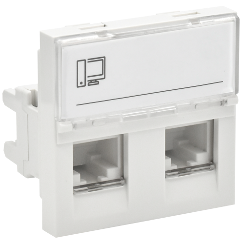 РКИ-22-00-П-6 Розетка компьютерная RJ45 UTP кат.6 (2 модуля 2 входа) белая PRIMER IEK