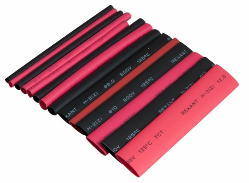 Набор термоусаживаемых трубок ТУТ нг №6 MAXIMUM 2:1, упаковка 14 шт. по 10 см REXANT