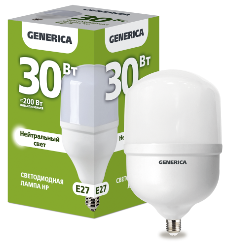 Лампа светодиодная HP 30Вт 230В 4000К E27 GENERICA