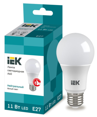 Лампа светодиодная A60 груша 11Вт 230В 4000К E27 IEK