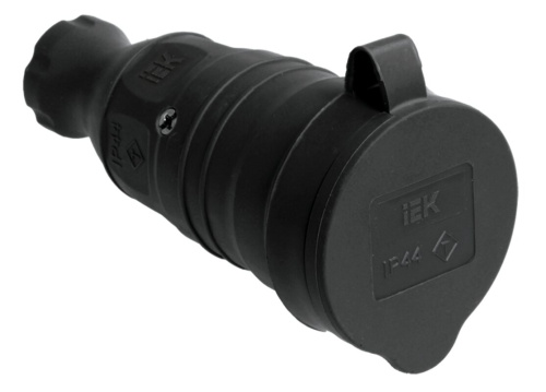РБп13-1-0м Розетка с защитной крышкой переносная ОМЕГА IP44 каучук IEK
