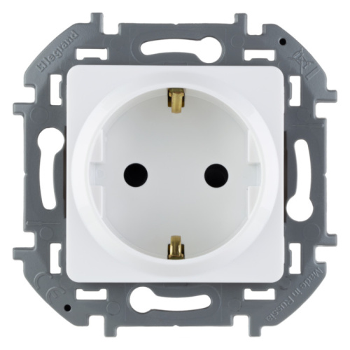 Розетка 1-местная с заземлением с защитными шторками 16А белый INSPIRIA