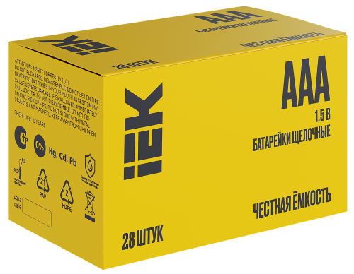 Батарейка щелочная Alkaline LR03/AAA (28шт/бокс) IEK