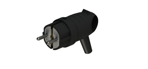 Вилка 2К+З угловая каучуковая 16А/250В IP44 Чёрная Systeme MultiSet