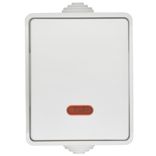 Выключатель 1-клавишный прох. с индикацией для открытой установки 10А IP54 ВС20-1-1-ФБ белый FORS