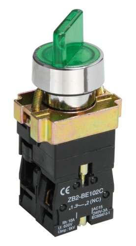 Переключатель LAY5-BK2365 2 положения зеленый NO+NC IEK