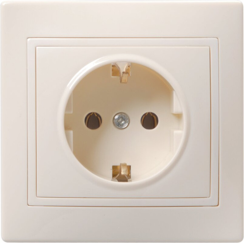 Розетка 1-местная с заземлением без защитных шторок 16А РС10-3-ККм кремовый KVARTA GENERICA
