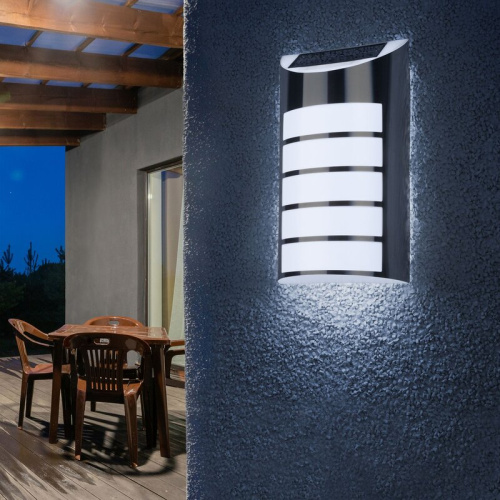 Фасадная подсветка Сталь, на солнечной батарее, 5LED, 17lm (12/192) ERAFS024-40 ЭРА 