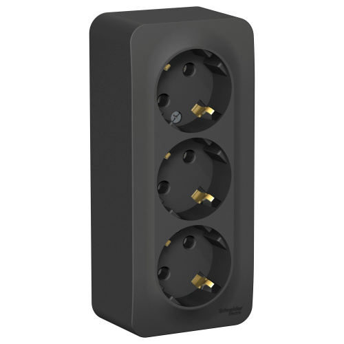 РОЗЕТКА О/У 3-я с заземлением без штор. ИЗОЛ.ПЛ.,16А, 250В, АНТРАЦИТ BLANCA