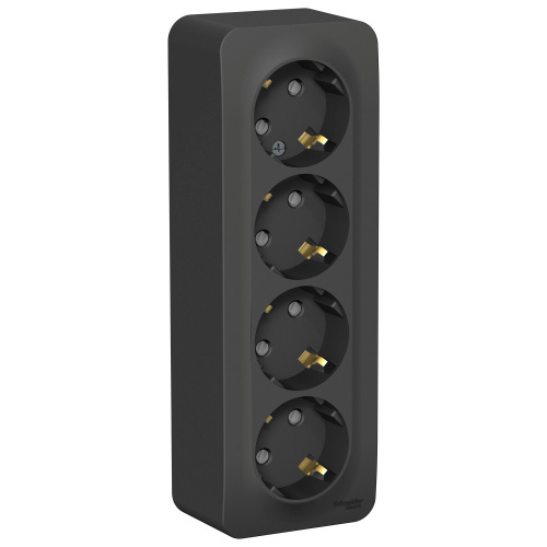 РОЗЕТКА О/У 4-я с заземл. со шторк. ИЗОЛ.ПЛ.,16А, 250В, АНТРАЦИТ BLANCA