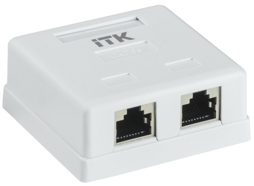 Настенная информационная розетка RJ45 кат.5e FTP 2-порта ITK
