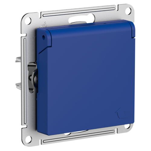 Розетка с заземл. со шторк. с крышкой, 16А, IP20, механизм, АКВАМАР, ATLASDESIGN