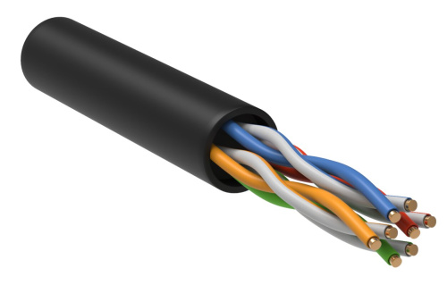 Витая пара U/UTP кат.5E 4х2х24AWG solid LDPE 1м черный (100м/бухта) ITK