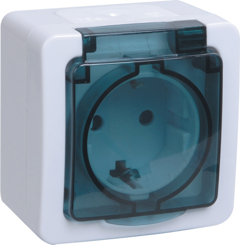 Розетка 1-местная для открытой установки РСб20-3-ГПБд с з/к IP54 ГЕРМЕС PLUS (цвет крышки: дымчатый)