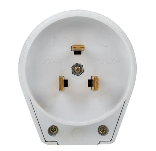 Вилка для разъема РШ-ВШ 32А 250В 2P+PE пластиковая бел. EKF