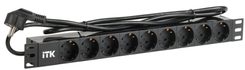 PDU 9 розеток DIN49440 (нем. станд.) 1U, шнур 2м вилка DIN49441 (нем. станд.), профиль из ПВХ, черны