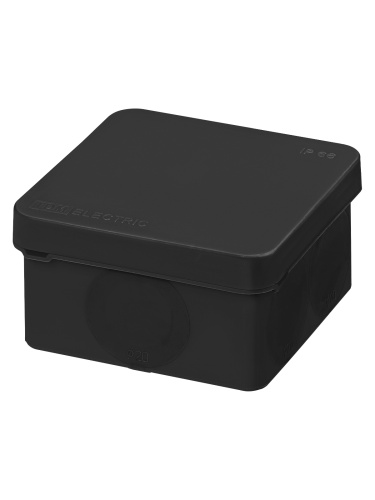 Распаячная коробка, двухкомпонентная, ОП 70х70х40 мм, IP66, 6 вх., черная, инд. штрихкод TDM
