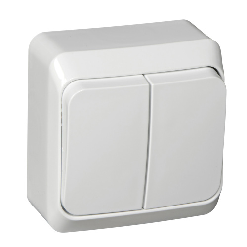 Выключатель О/У 2-клавишный с подсветкой 10 АХ, БЕЛЫЙ ЭТЮД