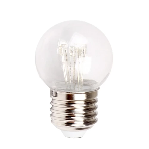 Лампа шар Е27 6 LED Ø45мм -ТЕПЛЫЙ БЕЛЫЙ, розовая, прозрачная колба, эффект лампы накаливания