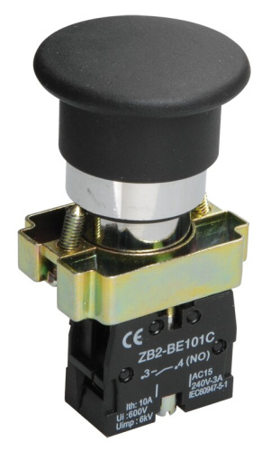 Кнопка управления LAY5-BC21 "Грибок" без подсветки черная 1NO IEK