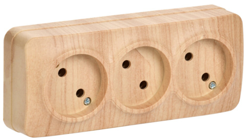 Розетка 3-местная для открытой установки без заземления без защитных шторок 10А РС23-2-ХС сос GLORY