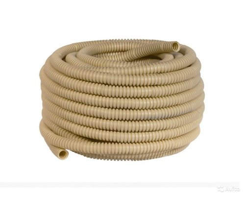 Труба гофрированная ПВХ d 20 с зондом (25 м) легкая "ЭКО" (сосна) TDM