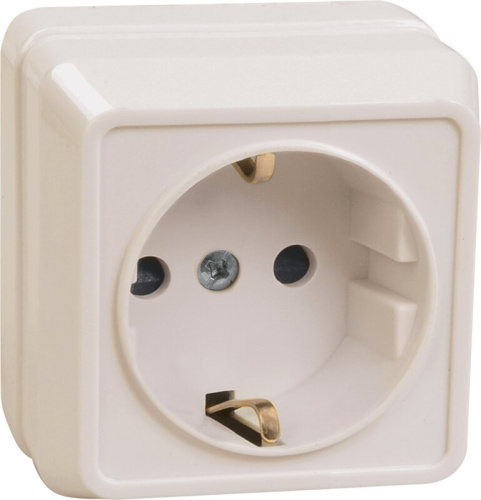 Розетка 1-местная с заземлением для открытой установки 16А РС20-3-ОКм кремовый OKTAVA GENERICA