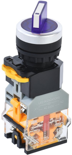 Переключатель D8-11XD2 на 2 положения 1NO+1NC с подсветкой синий IEK