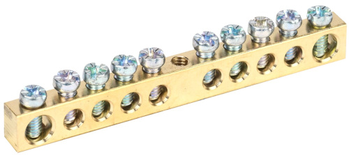 Шина PEN "земля-ноль" 6х9мм 10/1 (10групп/крепеж по центру) IEK