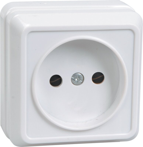Розетка 1-местная без заземления для открытой установки 10А РС20-2-ОБ белый OKTAVA GENERICA
