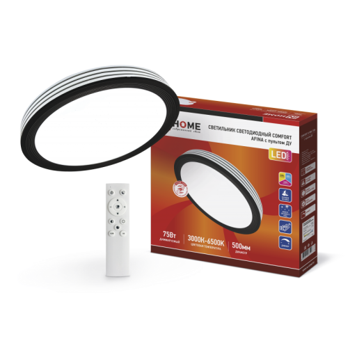Светильник светодиодный COMFORT AFINA 75Вт 230В 3000-6500K 6000Лм 500x80мм с пультом ДУ IN HOME