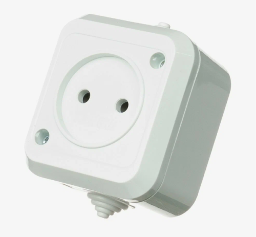 Розетка 1-м ОП 16А IP44 без заземл. п/герм. бел. Makel 18306