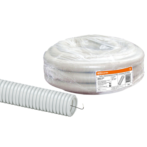 Труба гофрированная ПВХ d 20 с зондом (100 м) легкая TDM