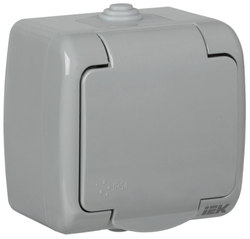 Розетка 1-местная с заземлением и крышкой для открытой установки 16А IP54 РСш12-2-А AQUATIC GENERICA