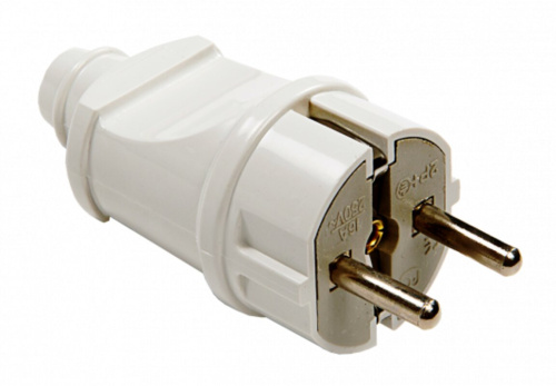 Вилка прямая с заземлением 16А белая 4140 IN HOME